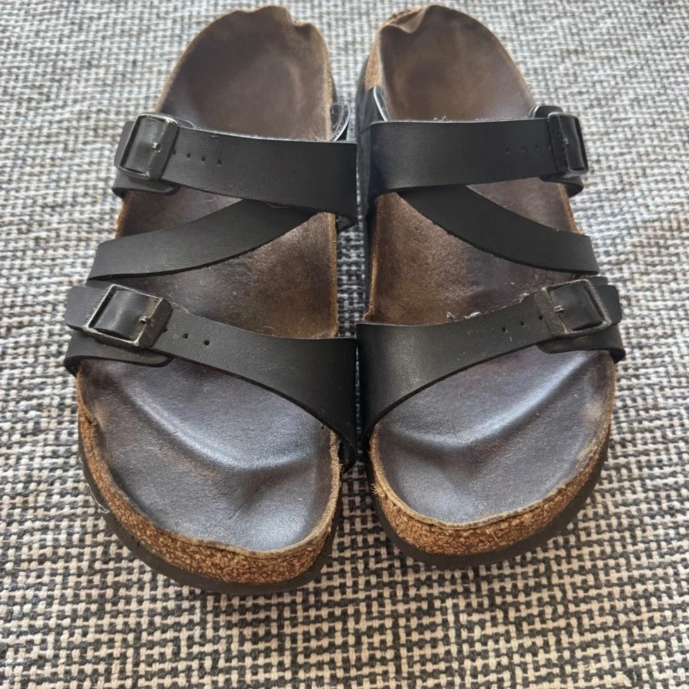 Birkenstock Salina Black Birko-Flor Multi Strap Slide Sandals Women Size 39